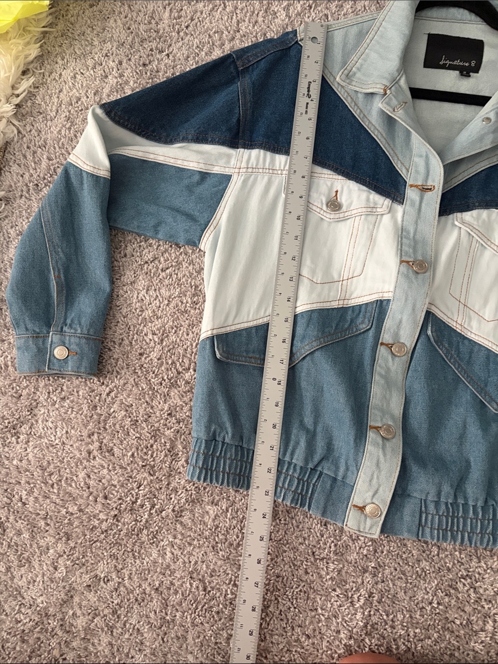 Signature8 Colorblock Jean Jacket in Light, Medium & Dark Blue - Picture 8 of 8